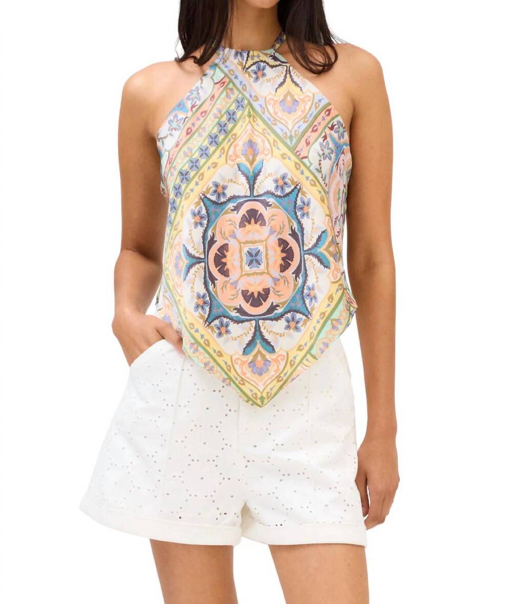 NEW ALLISON NEW YORK sebastian satin tank in scarf print